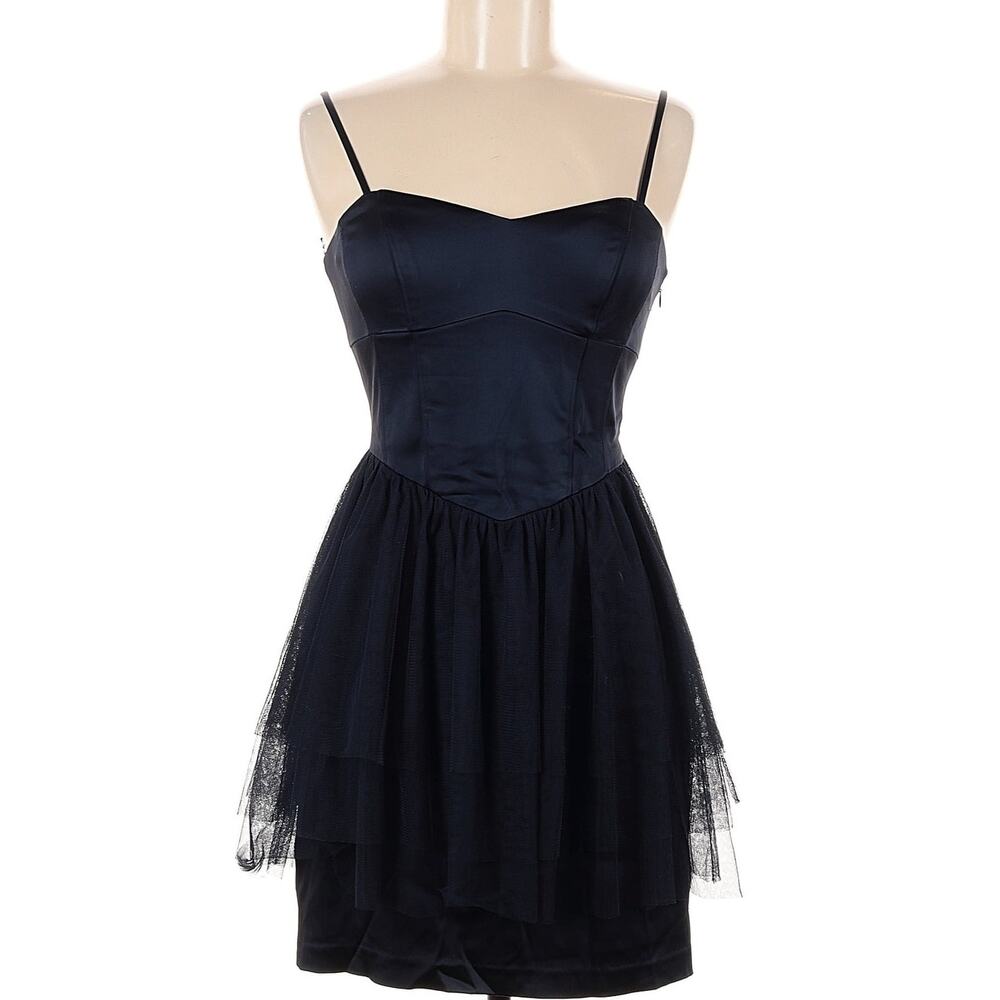 DECODE 1.8 NWT Navy Blue Corest Back Sweetheart Tulle Dress  12 Formal 90s y2K